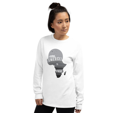Teesafrique Strive To Emerge B/W Print Women's Long Sleeve Tee
