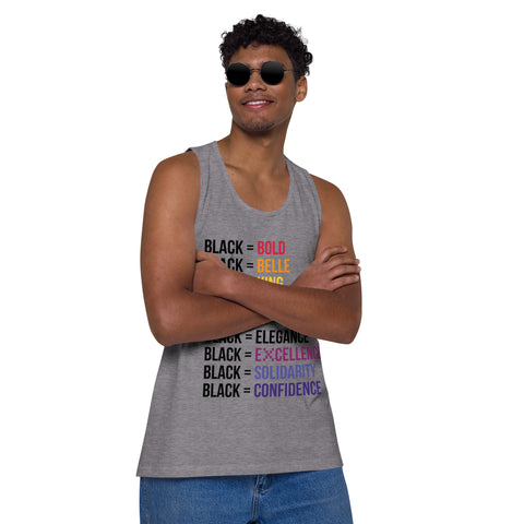 Teesafrique Sustainable  Black is Statement piece white Men’s premium tank top