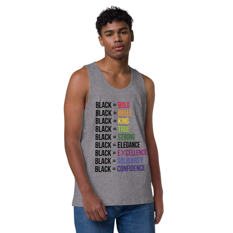 Teesafrique Sustainable  Black is Statement piece white Men’s premium tank top