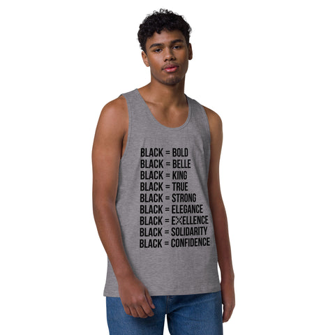 Teesafrique Sustainable  Black is Statement piece white Men’s premium tank top