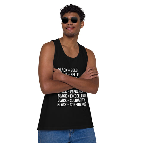 Teesafrique Sustainable  Black is Statement piece white Men’s premium tank top
