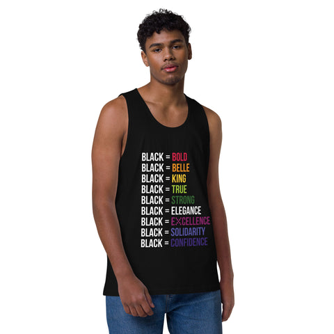 Teesafrique Sustainable  Black is Statement piece white Men’s premium tank top