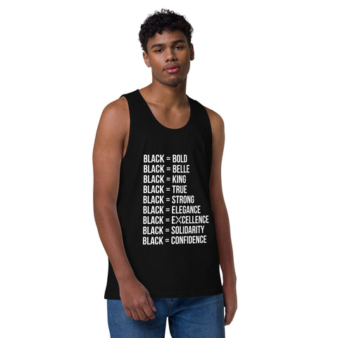 Teesafrique Sustainable  Black is Statement piece white Men’s premium tank top
