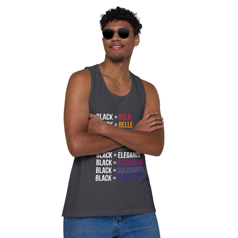 Teesafrique Sustainable  Black is Statement piece white Men’s premium tank top
