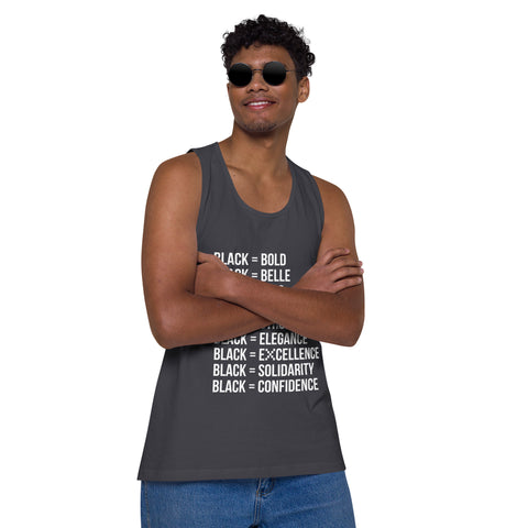 Teesafrique Sustainable  Black is Statement piece white Men’s premium tank top