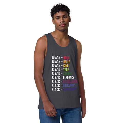 Teesafrique Sustainable  Black is Statement piece white Men’s premium tank top