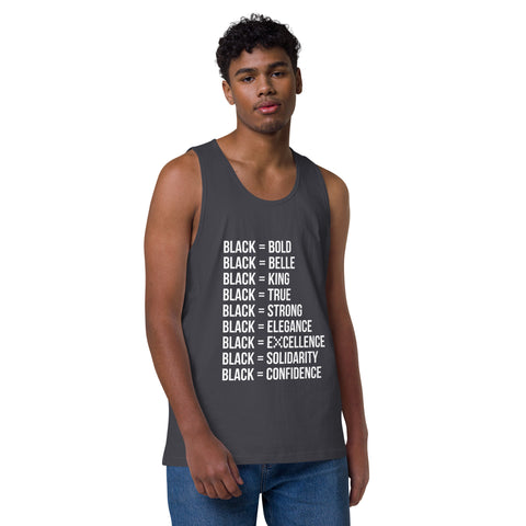 Teesafrique Sustainable  Black is Statement piece white Men’s premium tank top