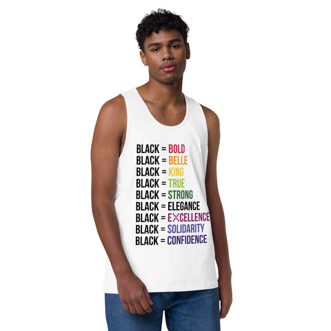 Teesafrique Sustainable  Black is Statement piece white Men’s premium tank top