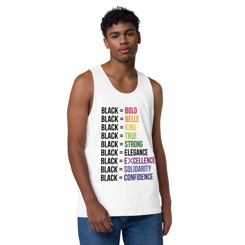 Teesafrique Sustainable  Black is Statement piece white Men’s premium tank top