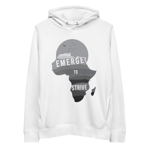 Teesafrique Sustainable Unisex Strive To Emerge B/W Print Hoodie
