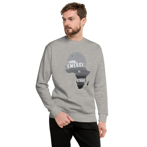 Teesafrique Unisex Fleece Strive To Emerge B/W Print Sweatshirt