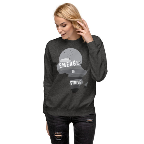 Teesafrique Unisex Fleece Strive To Emerge B/W Print Sweatshirt