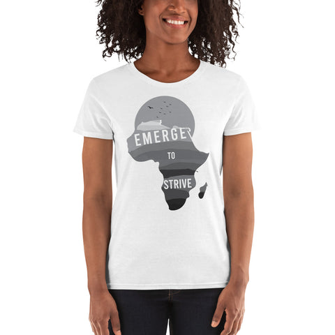 Teesafrique Strive To Emerge B/W Print Women's Tee