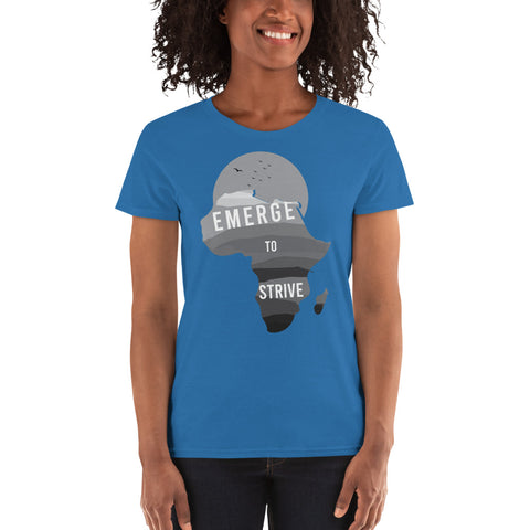 Teesafrique Strive To Emerge B/W Print Women's Tee