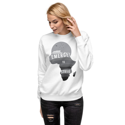 Teesafrique Unisex Fleece Strive To Emerge B/W Print Sweatshirt
