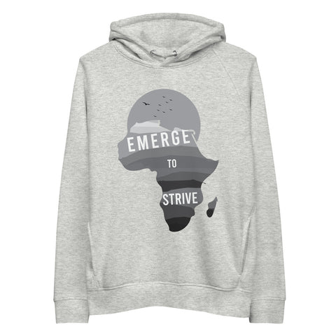 Teesafrique Sustainable Unisex Strive To Emerge B/W Print Hoodie