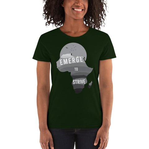 Teesafrique Strive To Emerge B/W Print Women's Tee