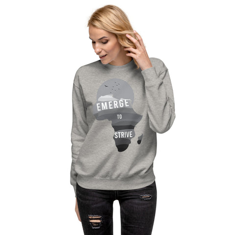 Teesafrique Unisex Fleece Strive To Emerge B/W Print Sweatshirt