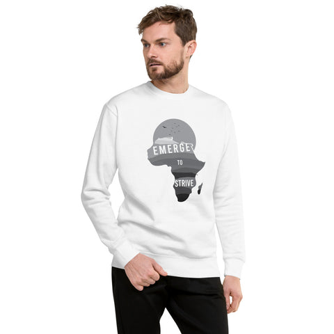 Teesafrique Unisex Fleece Strive To Emerge B/W Print Sweatshirt