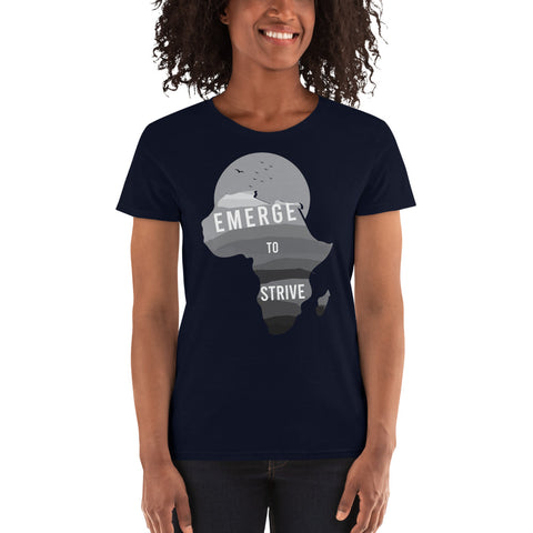 Teesafrique Strive To Emerge B/W Print Women's Tee