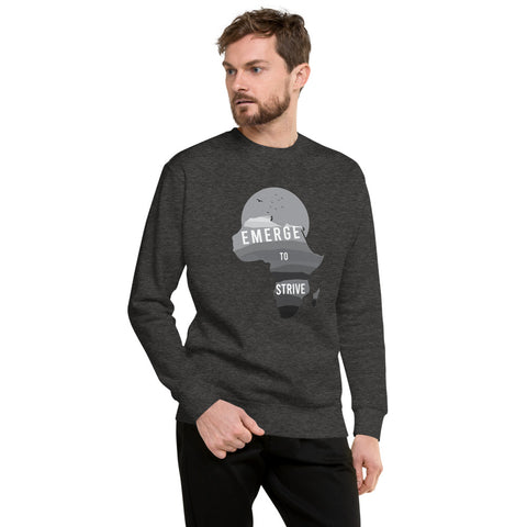 Teesafrique Unisex Fleece Strive To Emerge B/W Print Sweatshirt