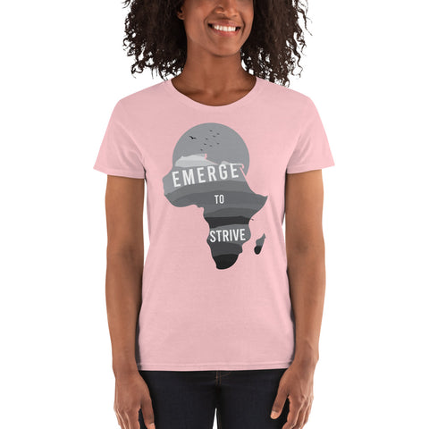 Teesafrique Strive To Emerge B/W Print Women's Tee
