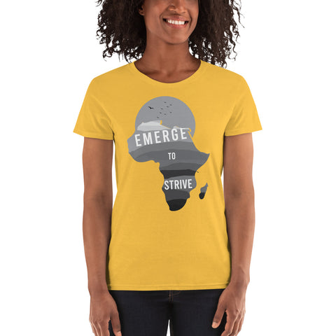 Teesafrique Strive To Emerge B/W Print Women's Tee