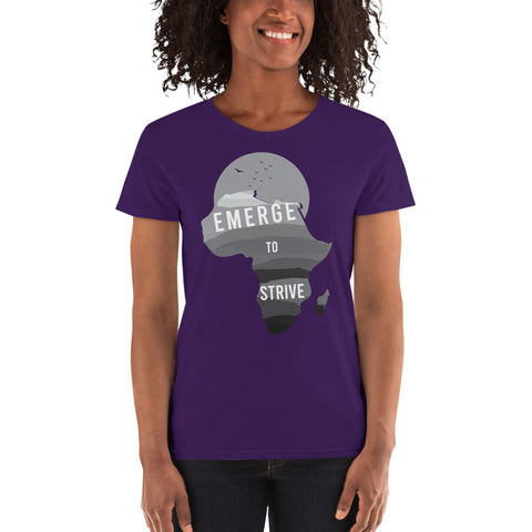 Teesafrique Strive To Emerge B/W Print Women's Tee