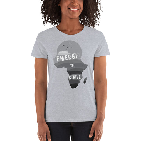 Teesafrique Strive To Emerge B/W Print Women's Tee