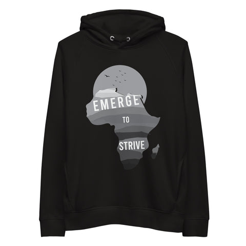 Teesafrique Sustainable Unisex Strive To Emerge B/W Print Hoodie