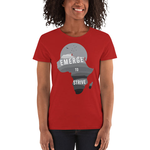 Teesafrique Strive To Emerge B/W Print Women's Tee