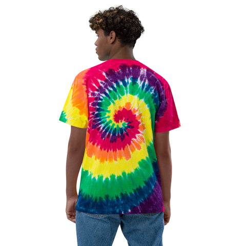 Teesafrique Sustainable Oversized tie-dye Embroidered Logo Graphic Mens Tee