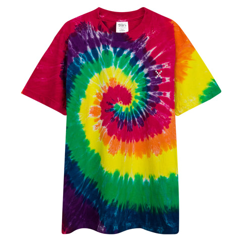 Teesafrique Sustainable Oversized tie-dye Embroidered Logo Graphic Womens Tee
