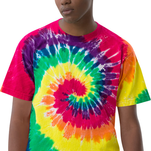 Teesafrique Sustainable Oversized tie-dye Embroidered Logo Graphic Mens Tee