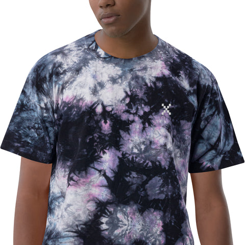 Teesafrique Sustainable Oversized tie-dye Embroidered Logo Graphic Mens Tee
