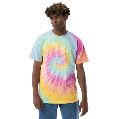 Teesafrique Sustainable Oversized tie-dye Embroidered Logo Graphic Mens Tee