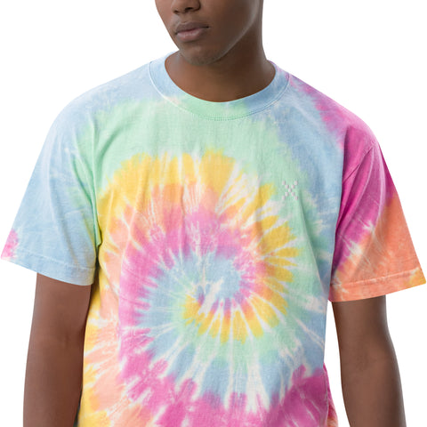 Teesafrique Sustainable Oversized tie-dye Embroidered Logo Graphic Mens Tee