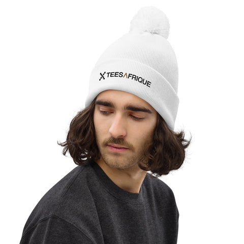Teesafrique Large Script Logo Embroidery Pom pom beanie