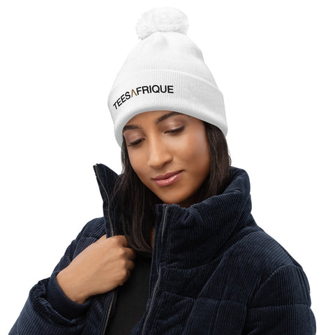 Teesafrique Classic Script Logo Embroidery Pom pom beanie