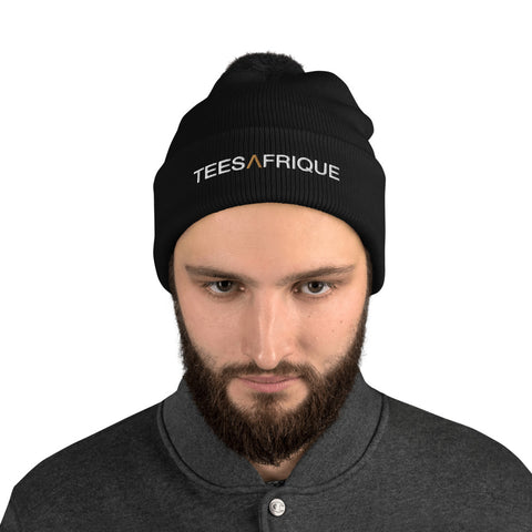 Teesafrique Classic Script Logo Embroidery Pom pom beanie