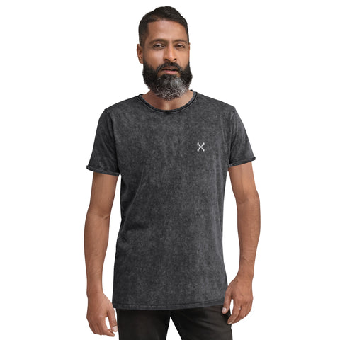 Teesafrique Sustainable Embroidered Logo Denim Graphic Mens Tee