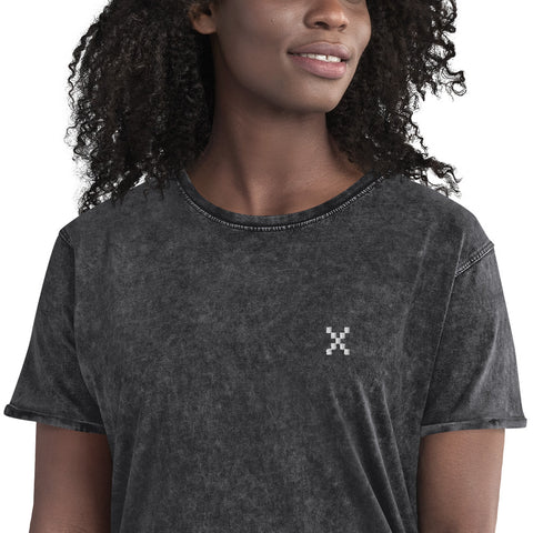 Teesafrique Sustainable Embroidered Logo Denim Graphic Womens Tee