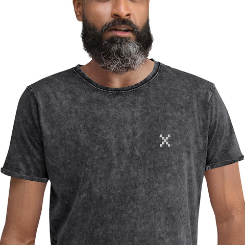 Teesafrique Sustainable Embroidered Logo Denim Graphic Mens Tee