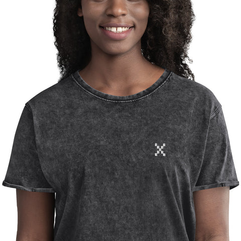Teesafrique Sustainable Embroidered Logo Denim Graphic Womens Tee