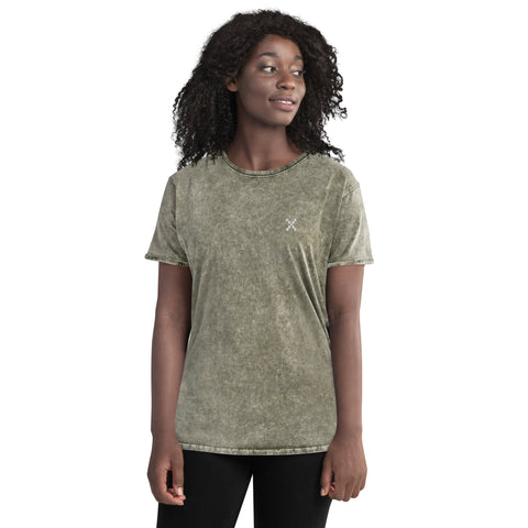 Teesafrique Sustainable Embroidered Logo Denim Graphic Womens Tee