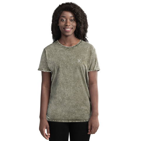 Teesafrique Sustainable Embroidered Logo Denim Graphic Womens Tee