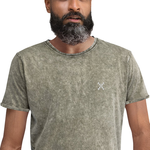 Teesafrique Sustainable Embroidered Logo Denim Graphic Mens Tee
