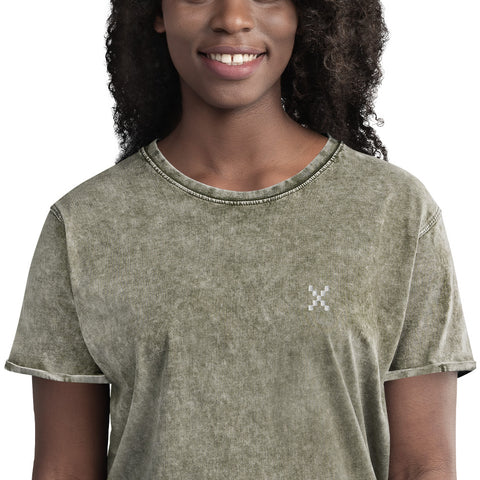 Teesafrique Sustainable Embroidered Logo Denim Graphic Womens Tee