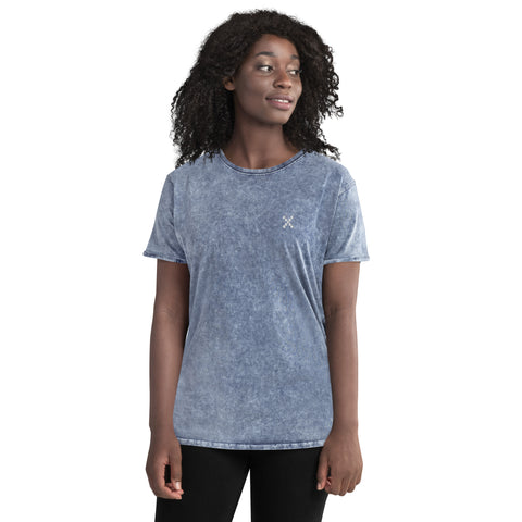 Teesafrique Sustainable Embroidered Logo Denim Graphic Womens Tee