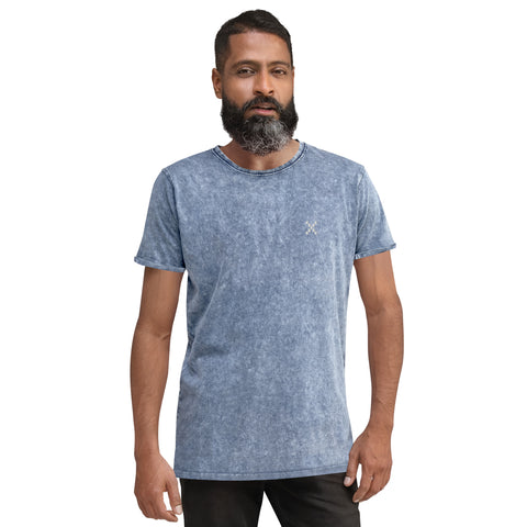 Teesafrique Sustainable Embroidered Logo Denim Graphic Mens Tee